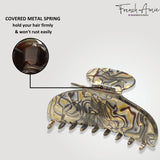 French Amie Thin Oval Large 4 1/4” Handmade Celluloid Jaw Hair Claw for Women