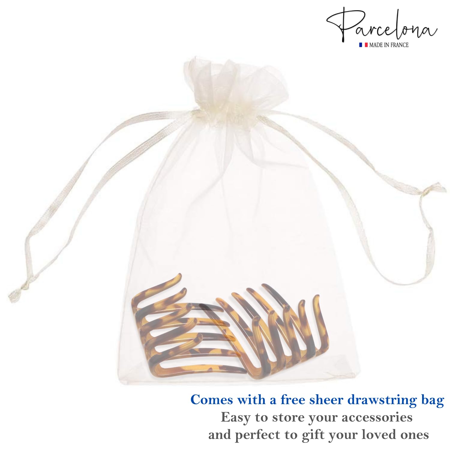 Parcelona French Crab Interlocking Medium Cellulose Hair Side Comb for Women