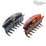 Parcelona French Arch Medium Set of 2 Black And Shell Strong Grip Hair Clip