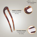 Parcelona French Twist Bun Shell Celluloid Crystal Hair U Stick Pin