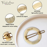 French Amie Mini Circle Celluloid Handmade Hair Clips Snap on Side Slide Clip
