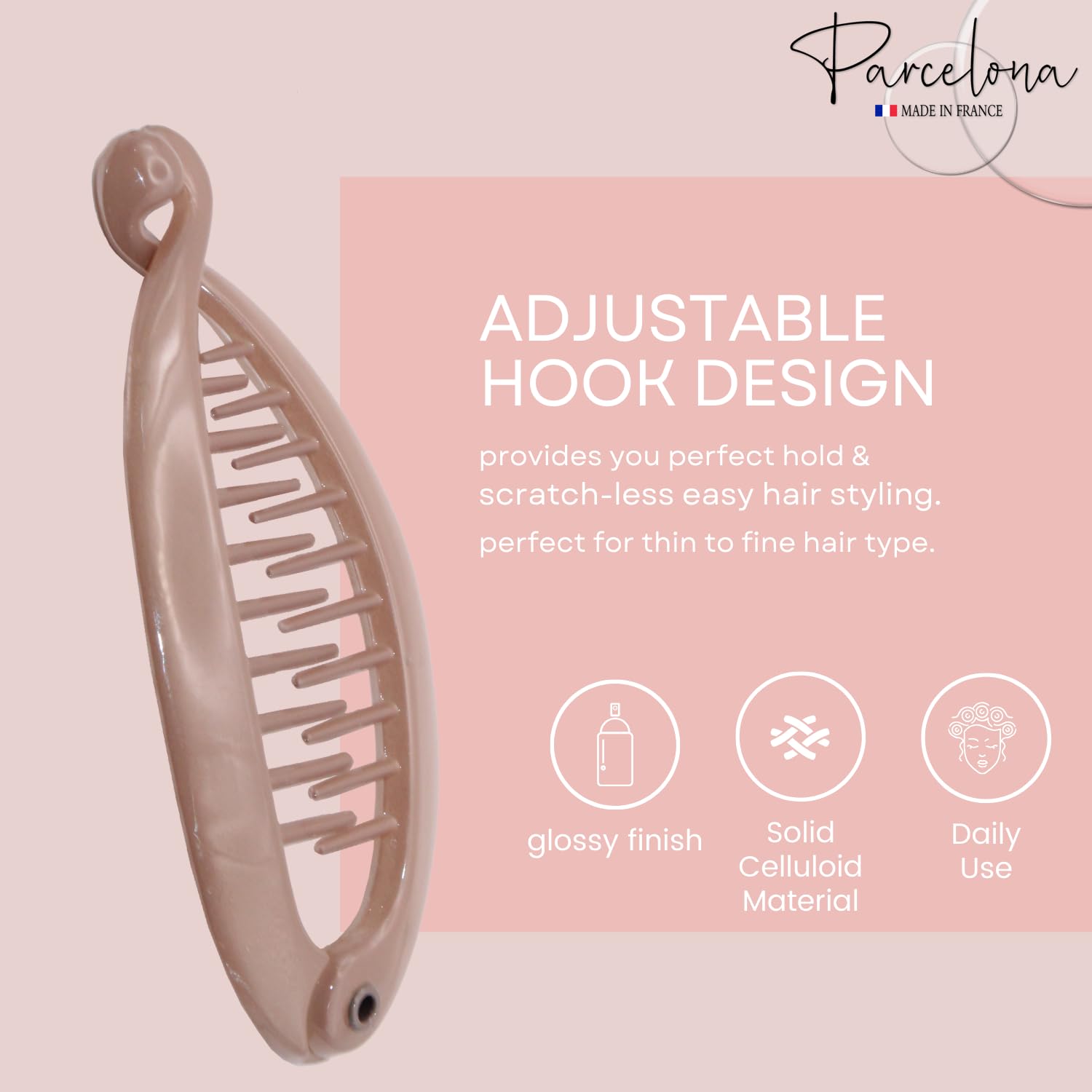 Parcelona French Effortless Mini Small Cellulose Banana Hair Clips(2 Pcs)