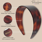 Parcelona French 2” Wide with Teeth Cellulose Celluloid Hair Headband for Women