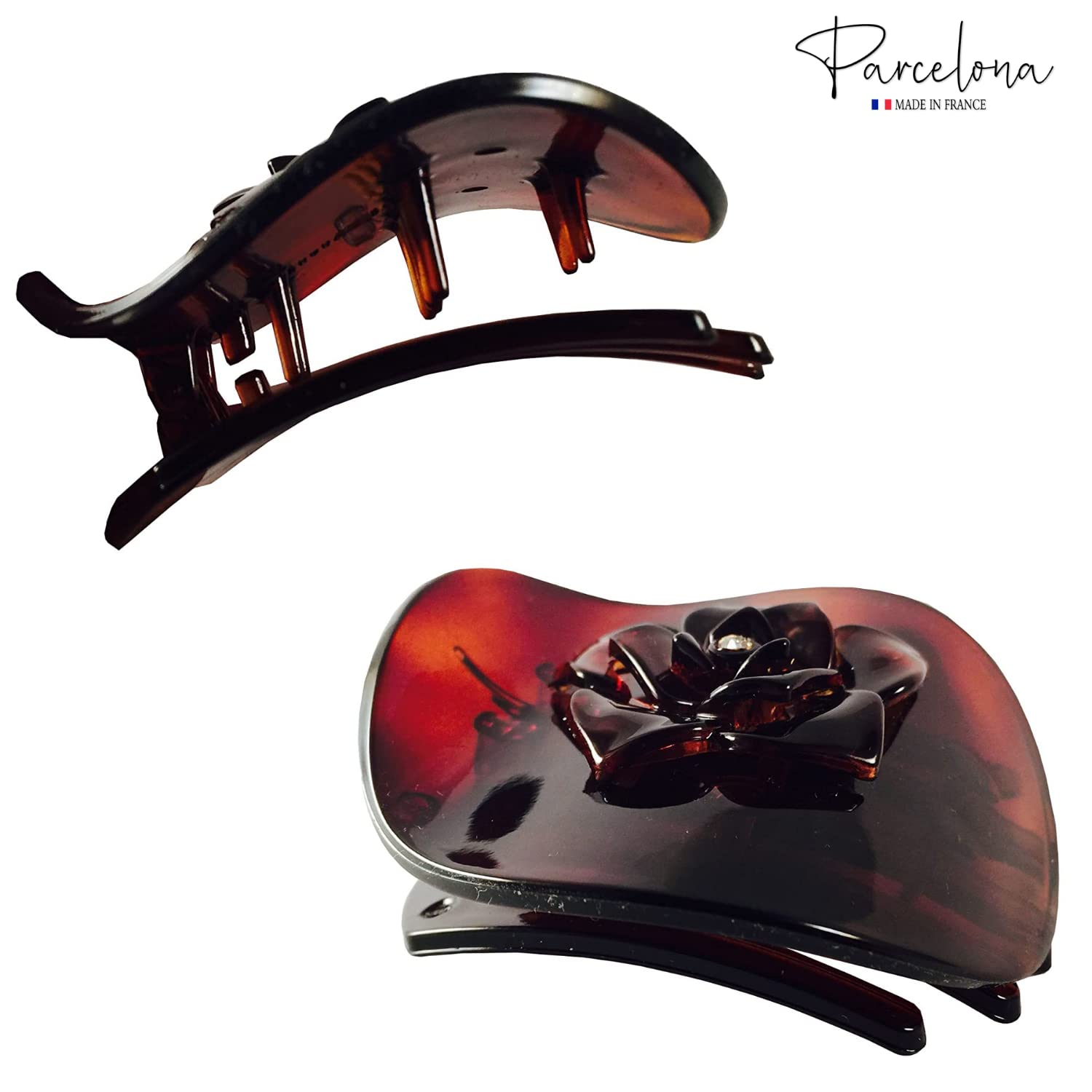 Parcelona French Onde Small 2 3/4" Cellulose Side Slide in Hair Claw for Women