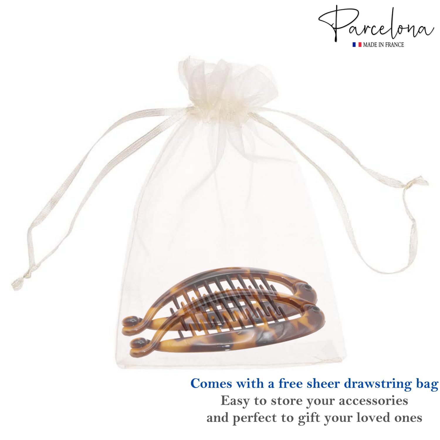 Parcelona French Effortless Mini Small Cellulose Banana Hair Clips(2 Pcs)