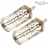 French Amie Swirls 2 ¼” Celluloid Handmade Snap Hair Clips for Women 2 Pcs