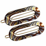 French Amie Mini Oval 2” Celluloid Handmade Snap Tige Boule Hair Clips