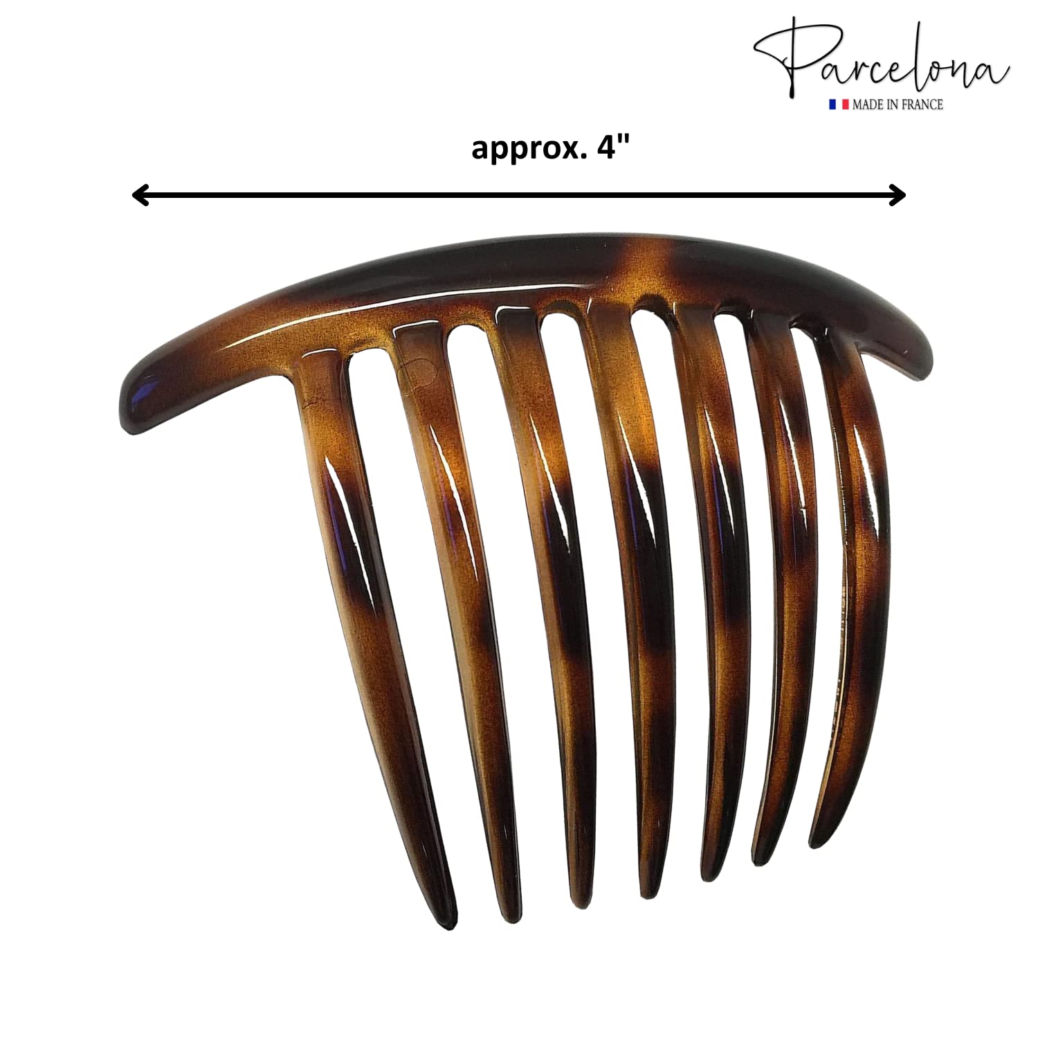 Parcelona French Twist Large Shell 7 Teeth Celluloid Side Hair Combs(3 Pcs)