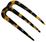 French Amie Tri Prongs 3" Handmade Cellulose Bun Holder Hair Pin Stick for Women