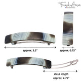 French Amie Oblong 3 1/2" Celluloid Handmade Automatic Hair Barrette for Women