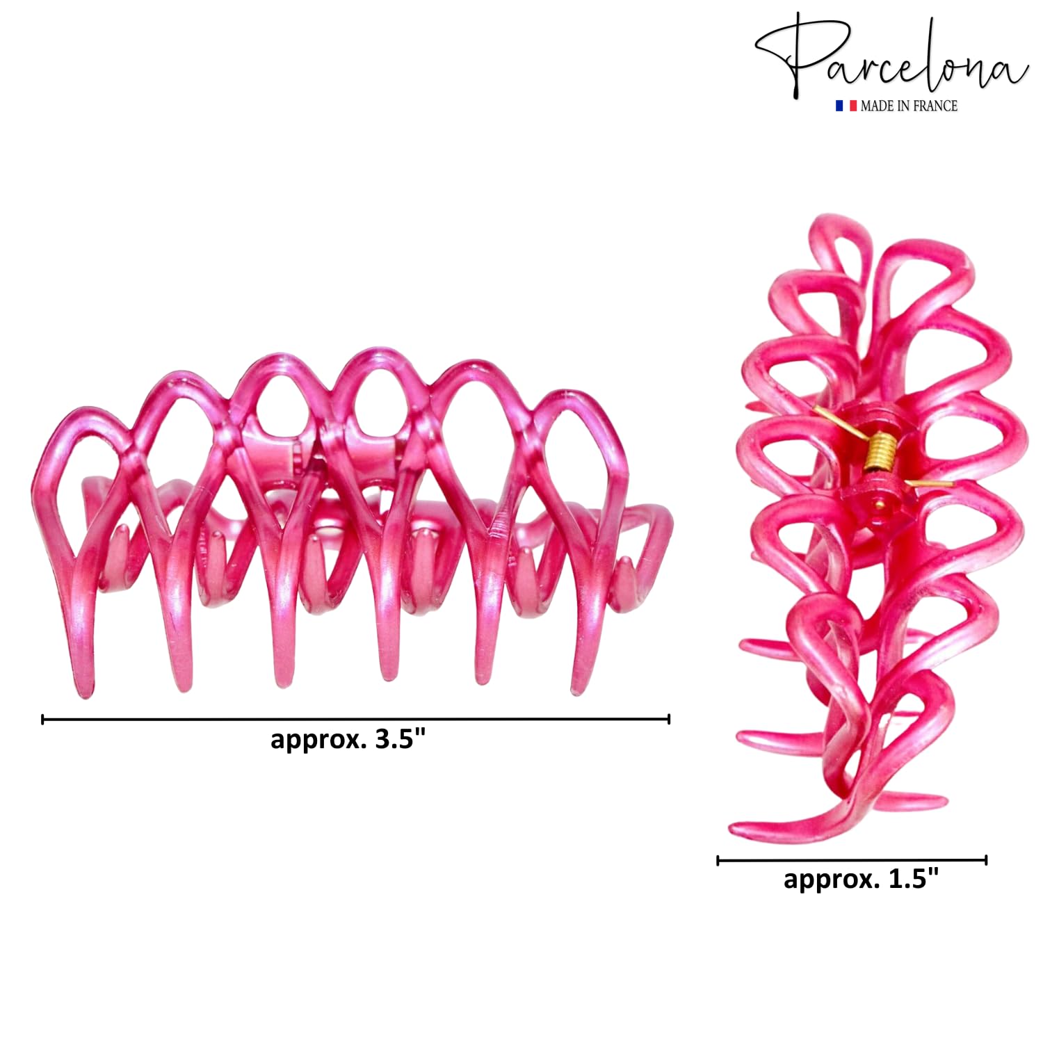 Parcelona French Dentelle Rose Pink Medium Cellulose Jaw Hair Claw for Women