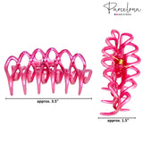 Parcelona French Dentelle Rose Pink Medium Celluloid Jaw Hair Claw for Women