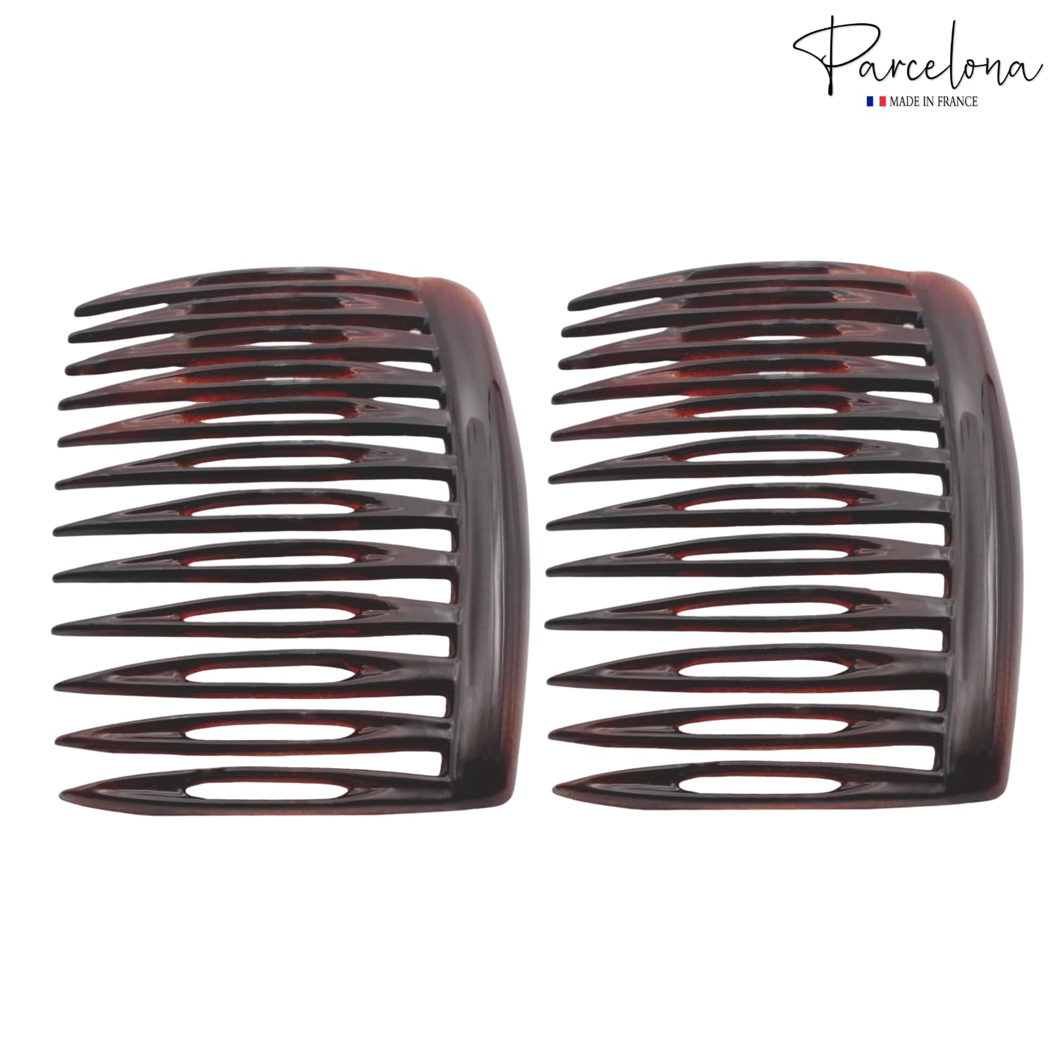 Parcelona French Compact Curved Fit Shell Small Cellulose Side Hair Combs(2 Pcs)