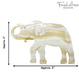 French Amie Elephant Crystal Cream Ivory Celluloid Handmade Hair Barrette