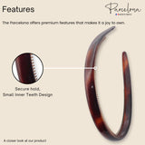 Parcelona French Reg Shell and Black Celluloid Hair Headbands for Women (2 Pcs)