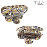 French Amie Flower Bloom 3" Handmade Celluloid No Slip Grip Hair Claw Clip