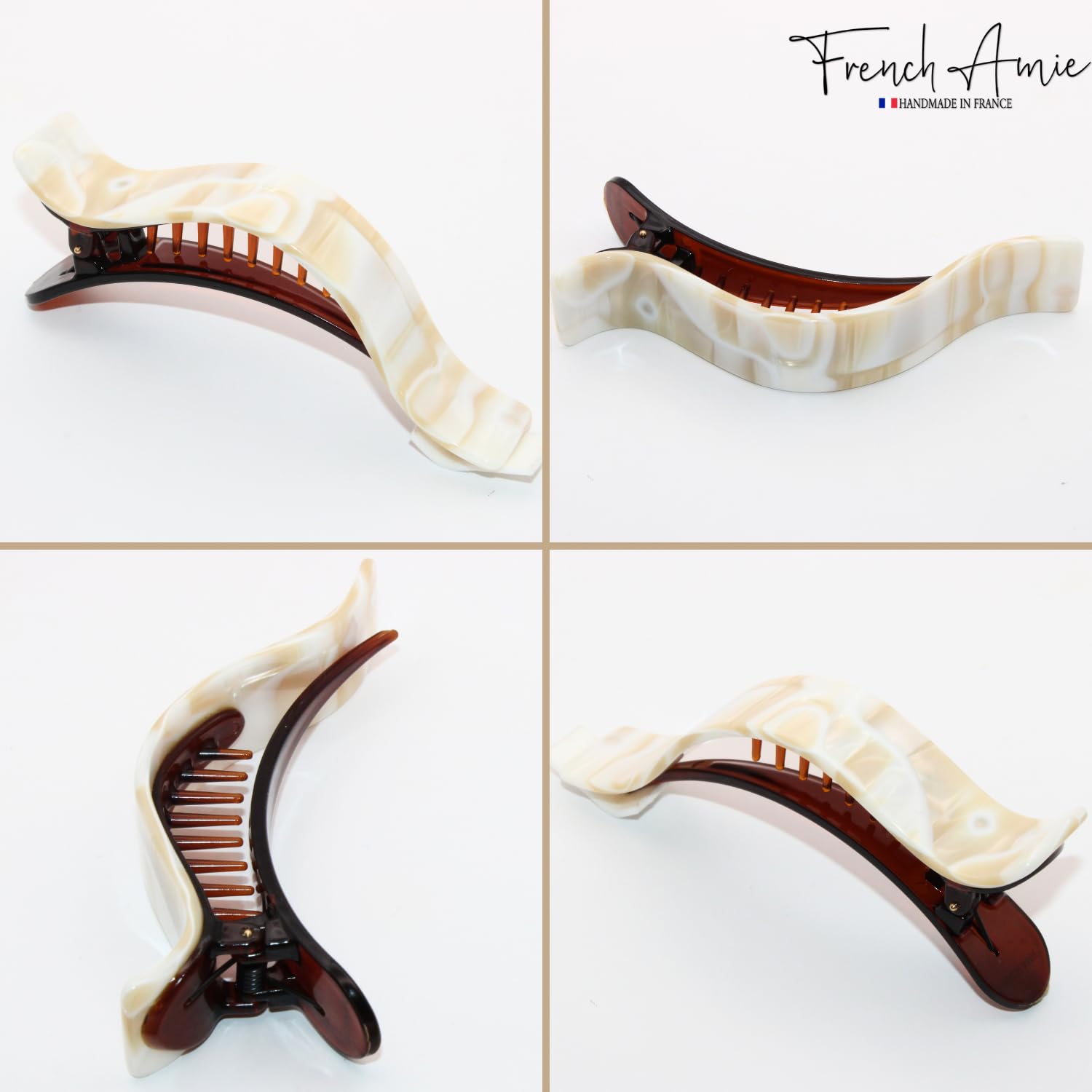 French Amie Duckbill Style Curved Rectangle Hair Claw – Women Girls Hair Clip