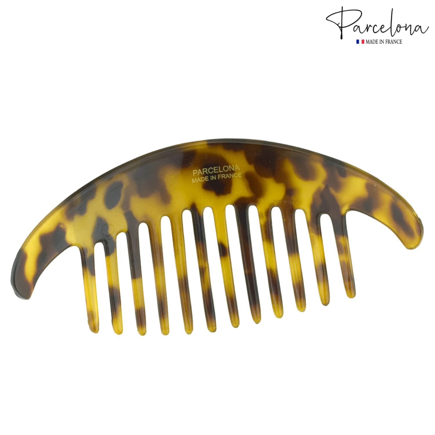 Parcelona French Alice Large Cellulose 12 Teeth Side Hair Combs for Women 2 Pcs