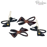 Parcelona French Bow Knot Shell Black Small Side Slide Snap Hair Barrette