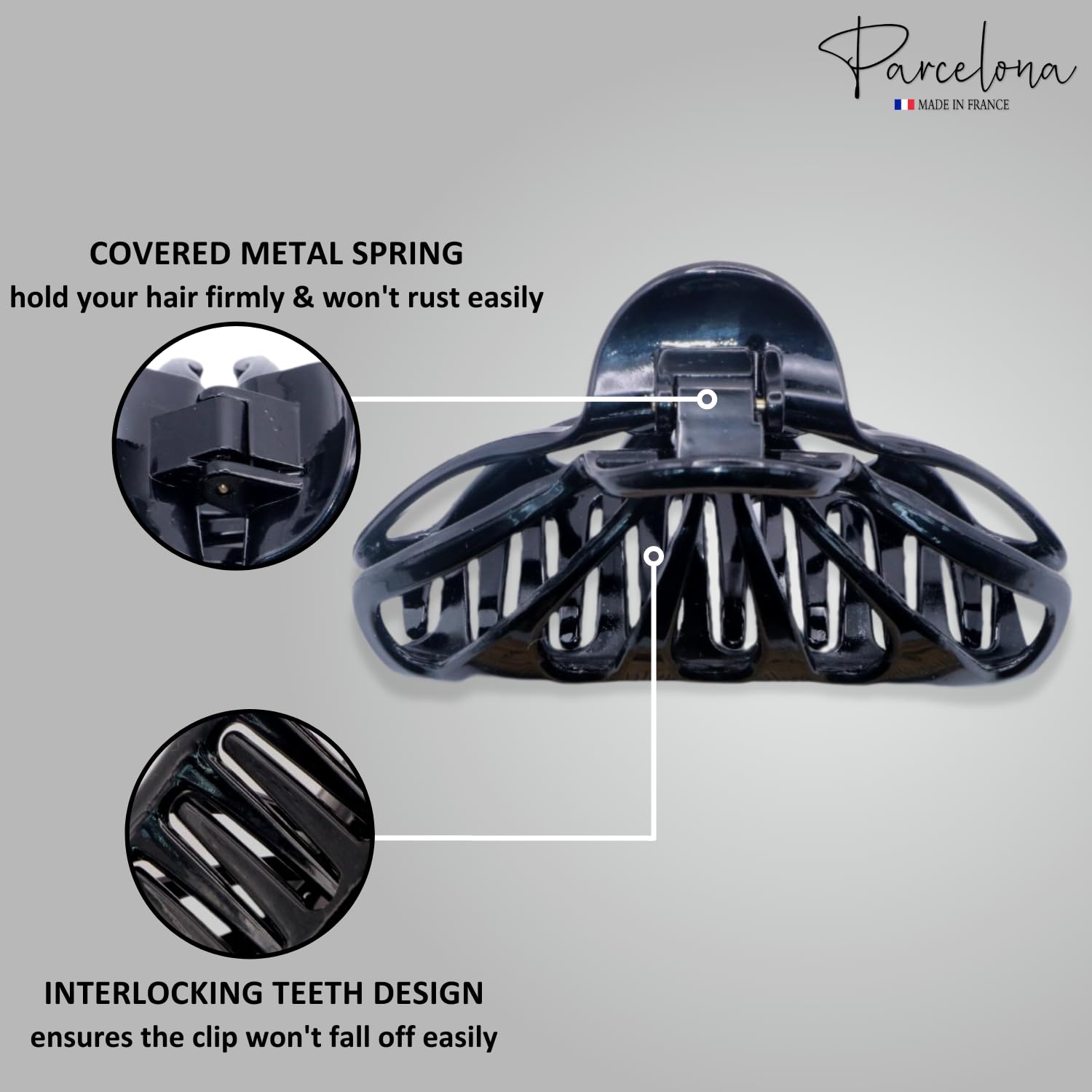 Parcelona French Rain Drop 4" Large Cellulose Jaw Hair Claw for Women