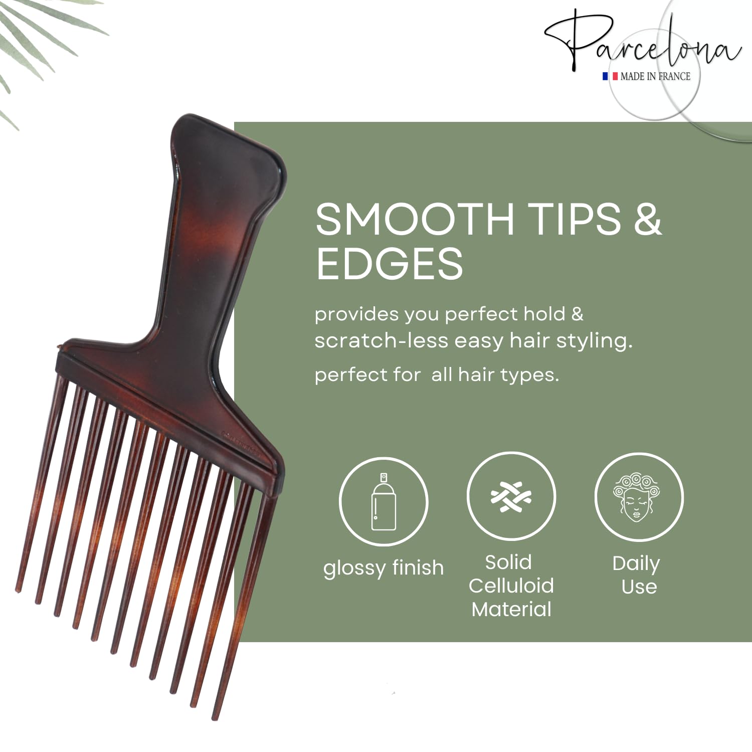 Parcelona French Afro Wide Shell Large Celluloid Hair Combs for Wet Hair(2 Pcs)