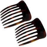 Parcelona French Seven Teeth Large 2 Pieces Celluloid Tortoise Shell Hair Comb
