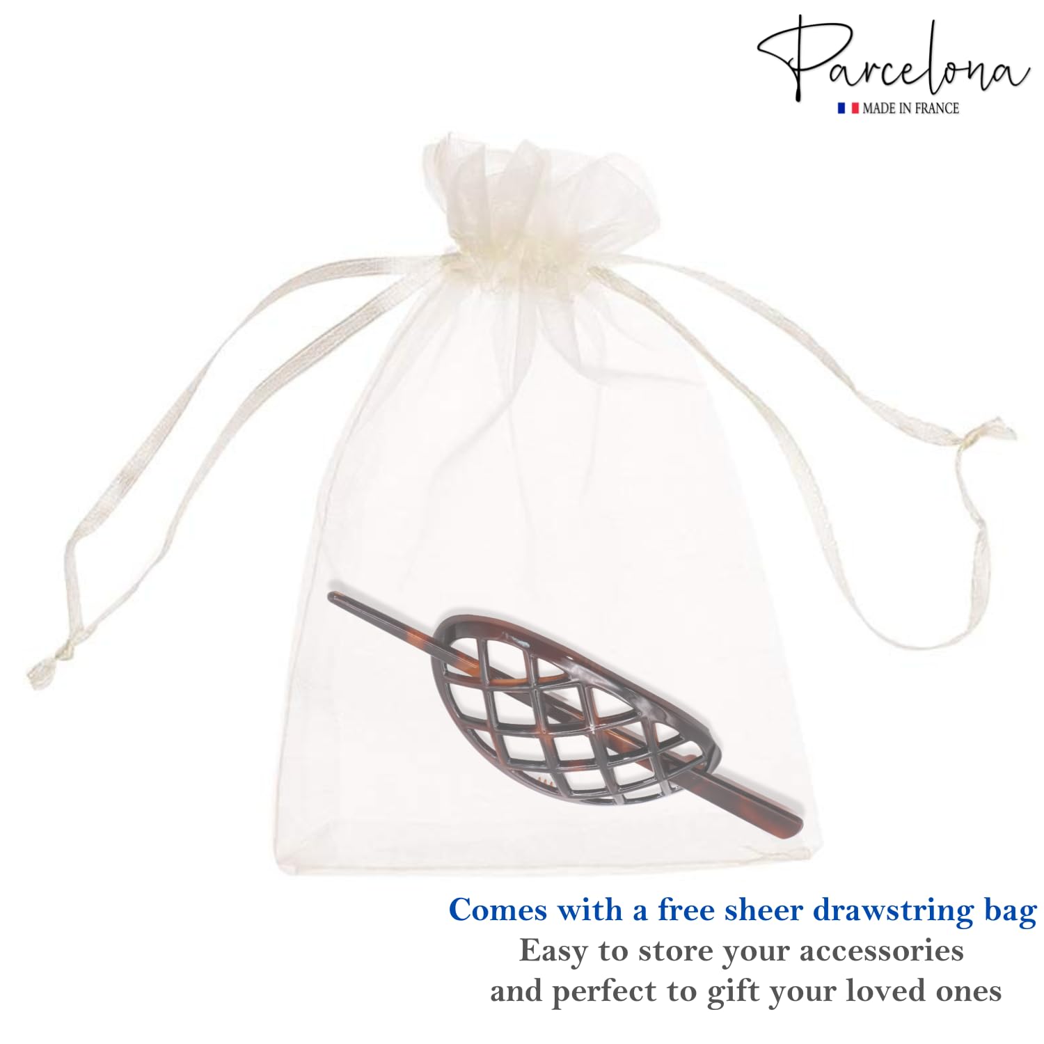 Parcelona French Criss Cross Pattern Shell Pin Thru Slider Bun Cover with Stick