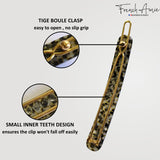 French Amie Rounded Oblong Small 2.5"Tige Boule Metal Clasp Hair Barrettes