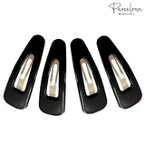 Parcelona French Mini Set of 4 Small 1.25" Celluloid Snap Hair Pins for Women