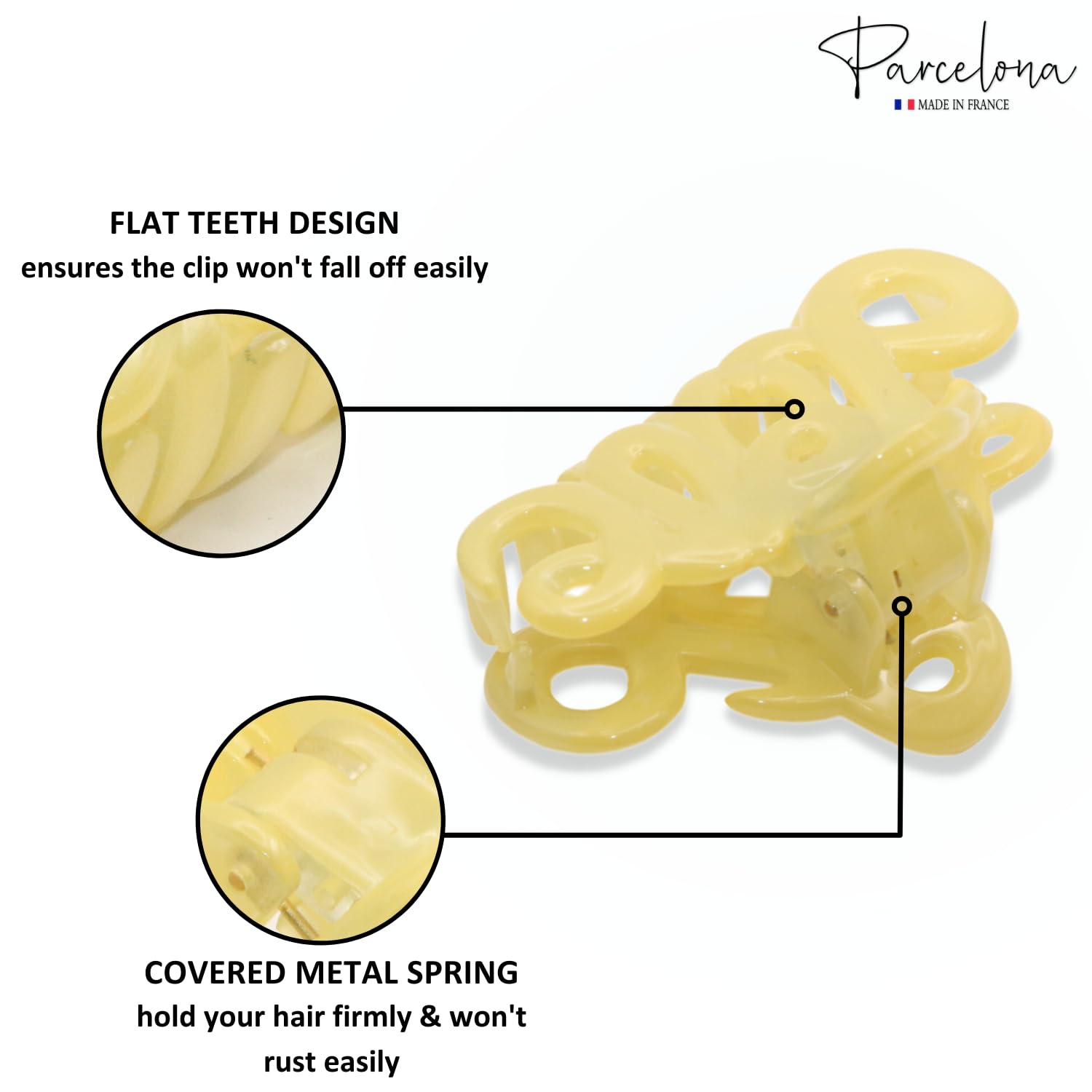 Parcelona French Love Small 2" Cellulose Acetate Hair Claws for Women and Girls