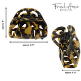 French Amie Hump Small 2 3/4" Celluloid Handmade Jaw Hair Claw Clip