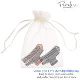 Parcelona French Cutout Curve Medium Shell and Black Celluloid Hair Claws(2 Pcs)