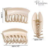 Parcelona French Arch Medium Cream Ivory Celluloid Hair Claw for Women