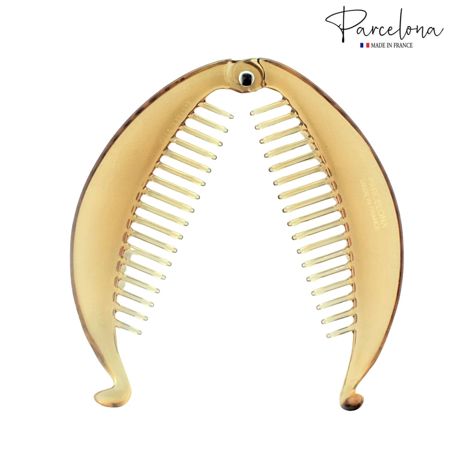 Parcelona French Fat Oval Crystal Brown Large 5" Cellulose Fishtail Hair Banana