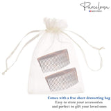 Parcelona French Zig Zag Small Celluloid Acetate 23 Teeth Side Hair Combs(2 Pcs)