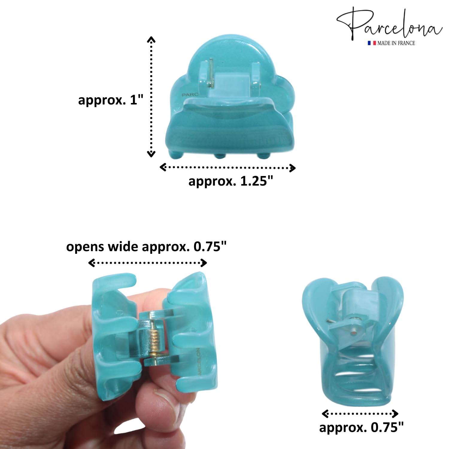 Parcelona French Chic Duo Small 1 1/4" Cellulose Hair Claw for Women and Girls