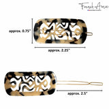 French Amie Swirls 2 ¼” Celluloid Handmade Snap Hair Clips for Women 2 Pcs