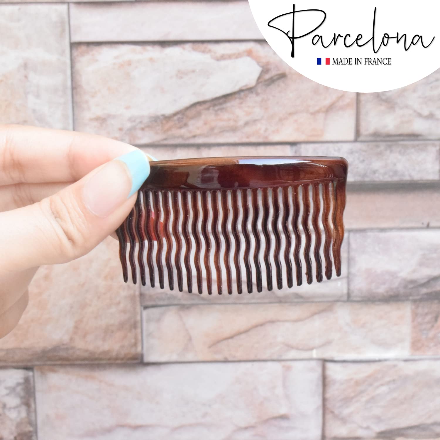 Parcelona French Zig Zag Small Cellulose Acetate 23 Teeth Side Hair Combs(2 Pcs)