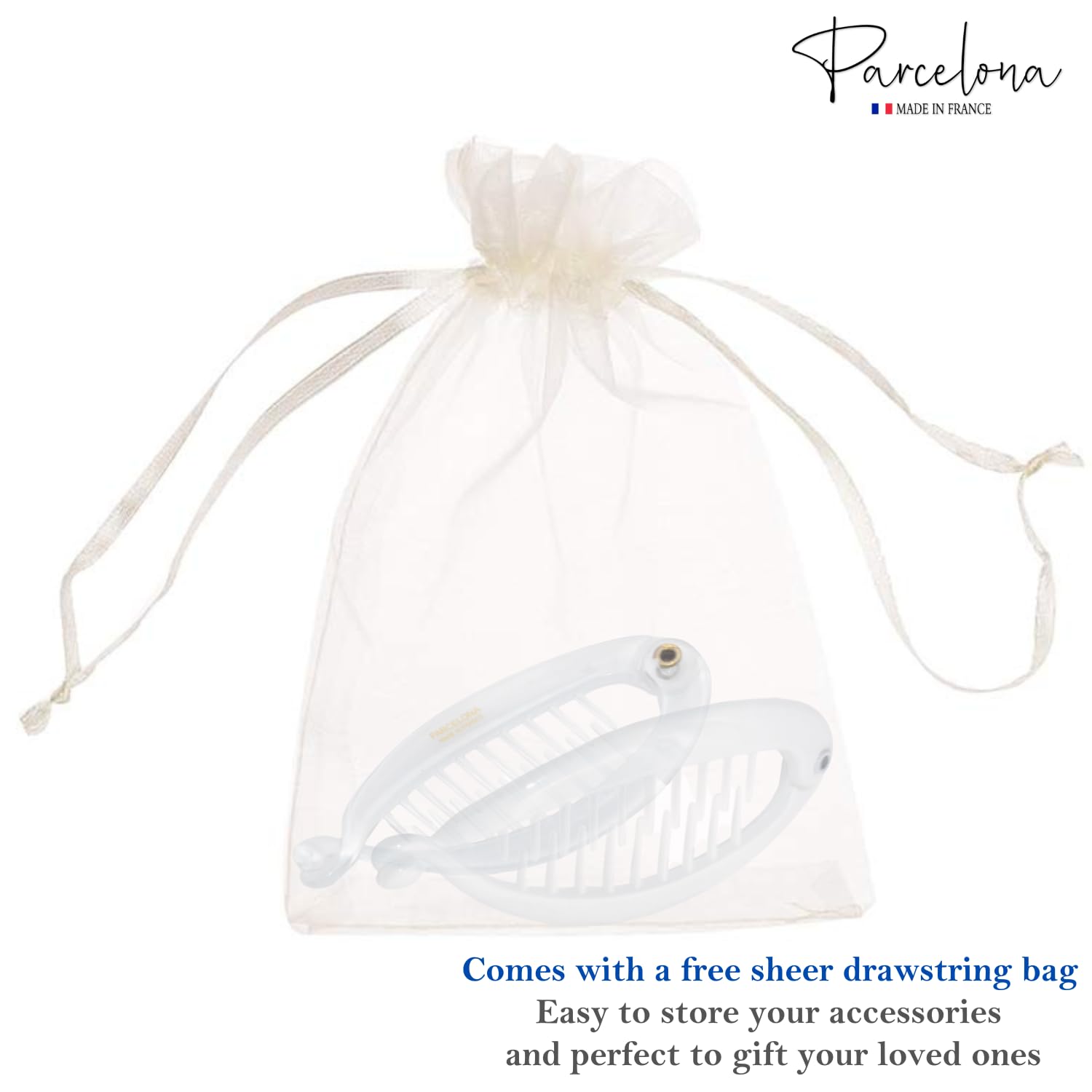 Parcelona French Effortless Mini Small Cellulose Banana Hair Clips(2 Pcs)