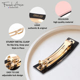 French Amie Medium Fine Wide Rectangular Handmade Hair Barrette for Women