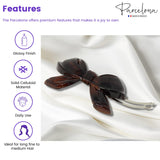 Parcelona French Ribbon Bow Shell Large Celluloid Hair Barrette for Women