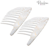 Parcelona French Tapered Edge 11 Teeth Side Hair Combs for Women & Girls (2Pcs)
