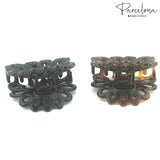 Parcelona French Plume Small Shell & Black Set of 2 Jaw Hair Claw Clip 2 Inch