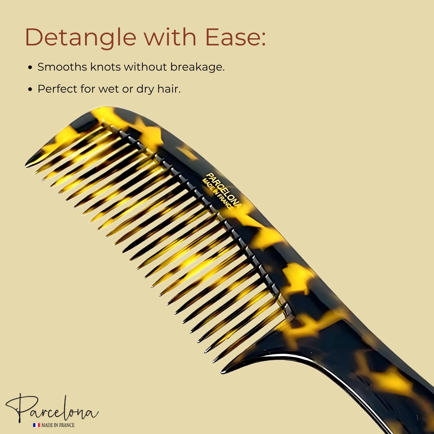 Parcelona French Wide Tooth Yellow Tokyo Large 8 3/4” Set of 2 Professional Hair