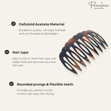 Parcelona French Scallop Edge Brown Small 9 Teeth Good Grip Hair Side Combs