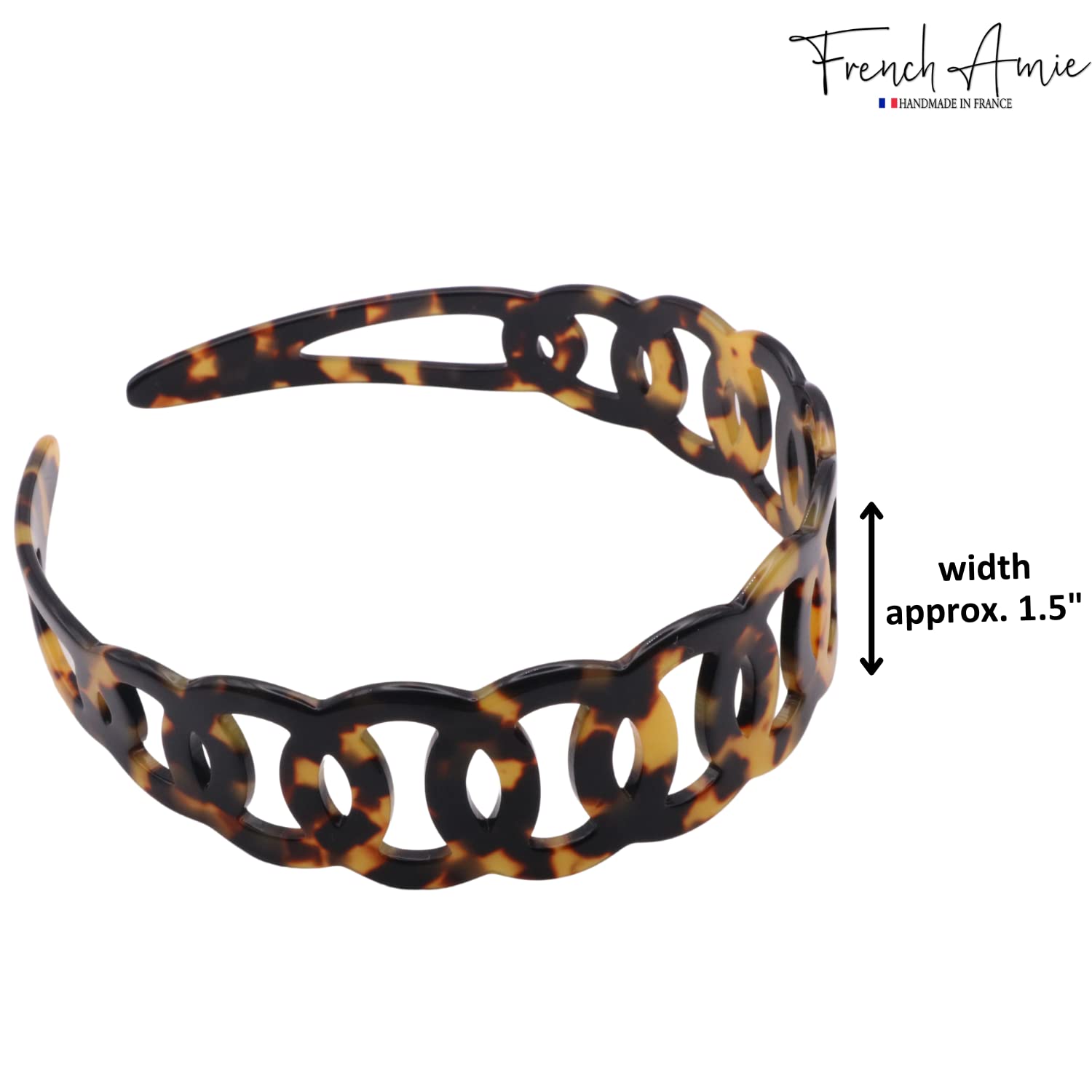 French Amie Loops 1 1/2" Wide Cellulose Handmade Non Slip Headbands for Women