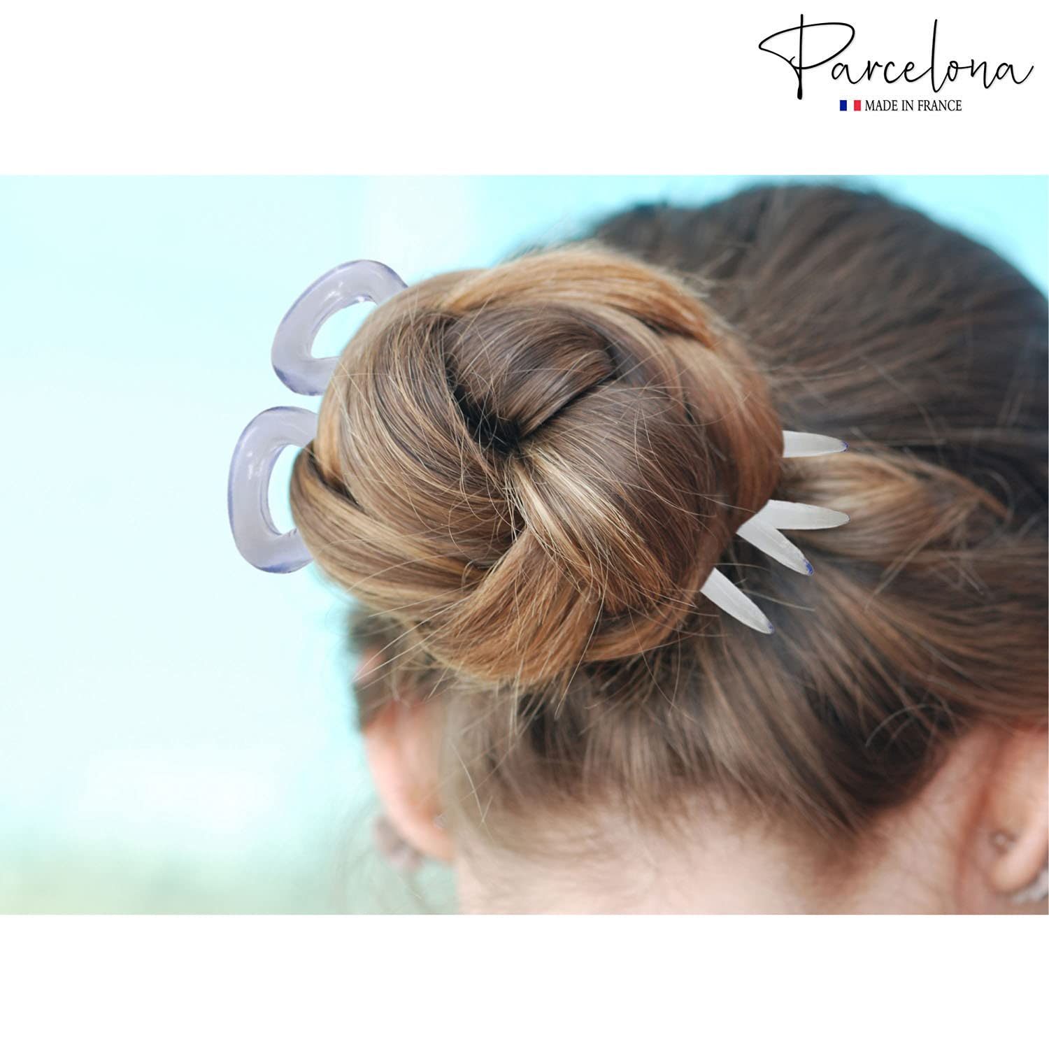 Parcelona French Mystic Large 3" Cellulose Chignon U Shaped Hair Pins(Set of 3)