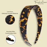 French Amie Ultracomfort Wide 1 1/4" Celluloid Handmade French Hair Headband