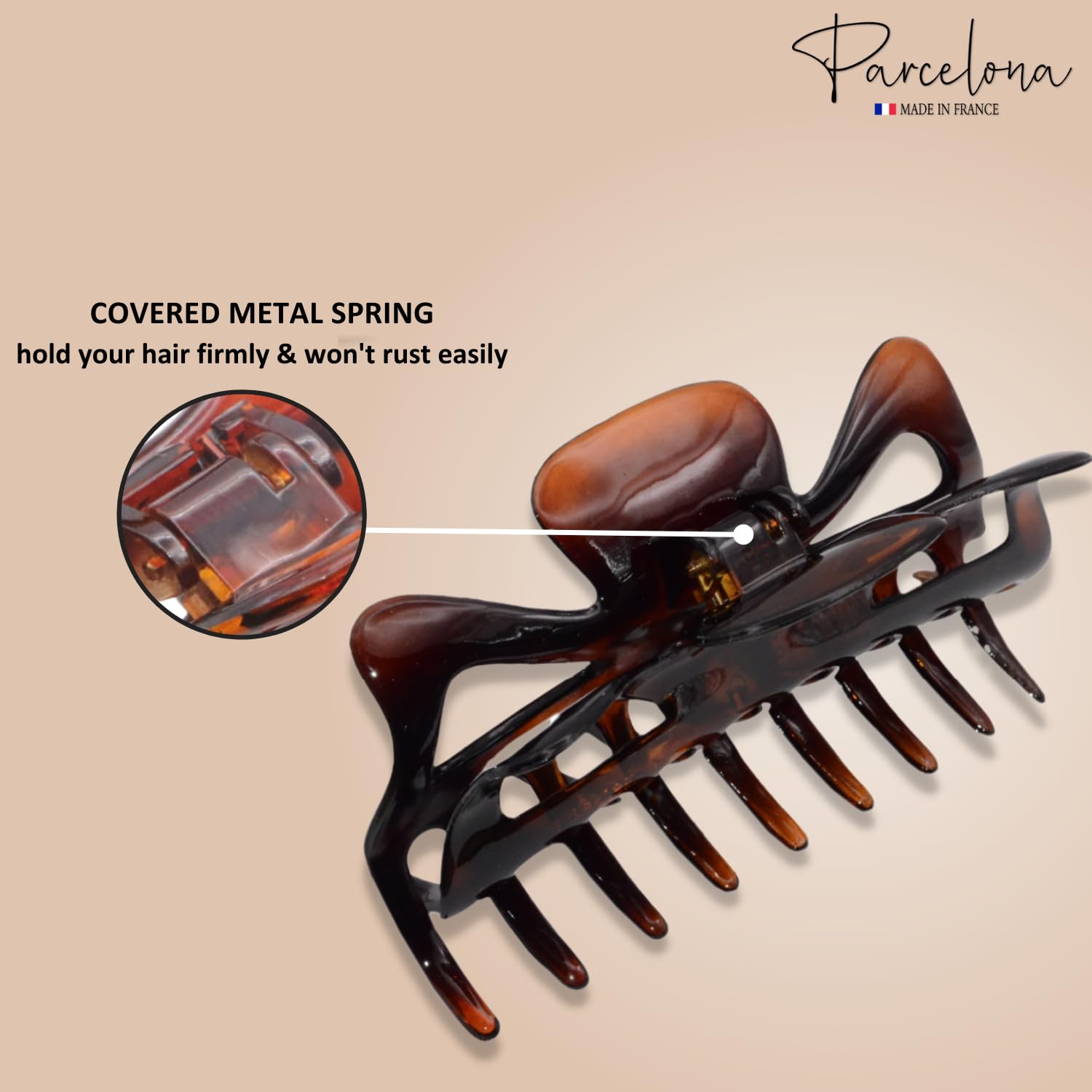 Parcelona French Classic Shell and Black Large Cellulose Jaw Hair Claw(2 Pcs)