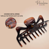 Parcelona French Classic Shell and Black Large Celluloid Jaw Hair Claw(2 Pcs)